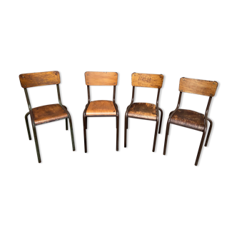 4 vintage school chairs