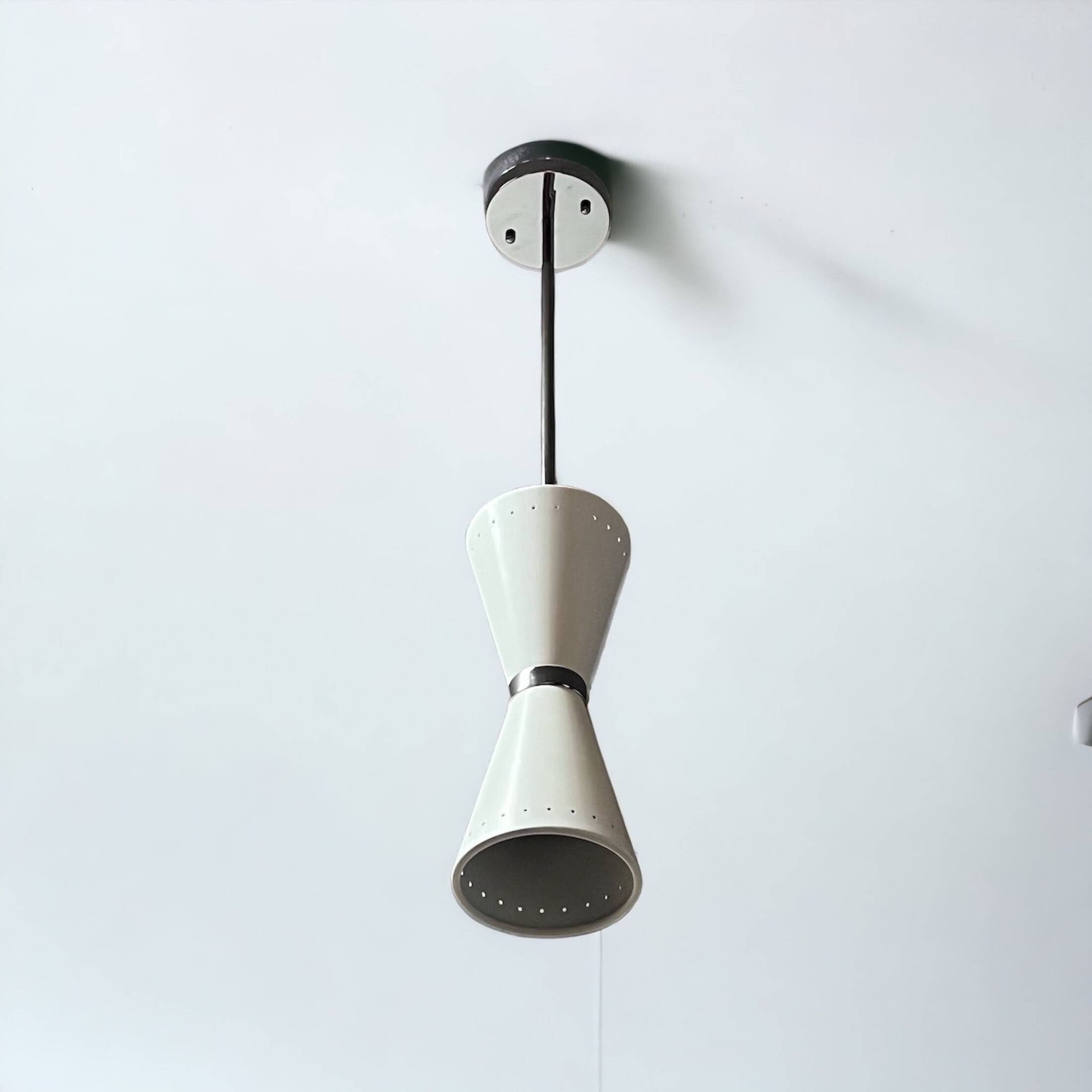 Rare Vintage Lacquered Metal Hanging Lamp, Italy 1960s