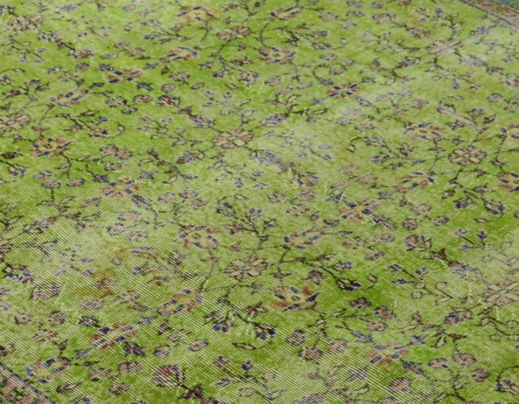 Vintage Green Floral Turkish Carpet 323 x 227 cm
