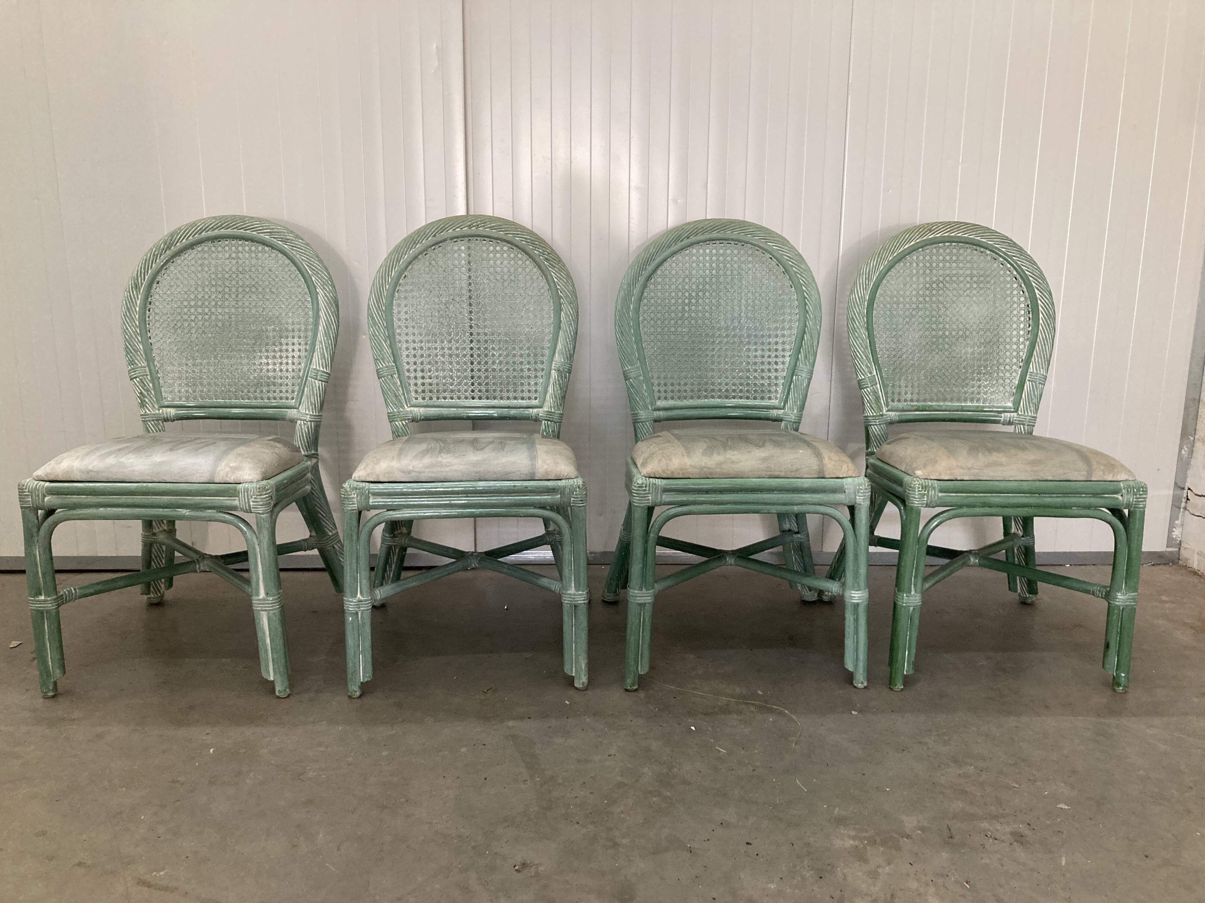 Vintage Bamboo and Rattan Dining Table, 1980's
