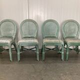 Vintage Bamboo and Rattan Dining Table, 1980's