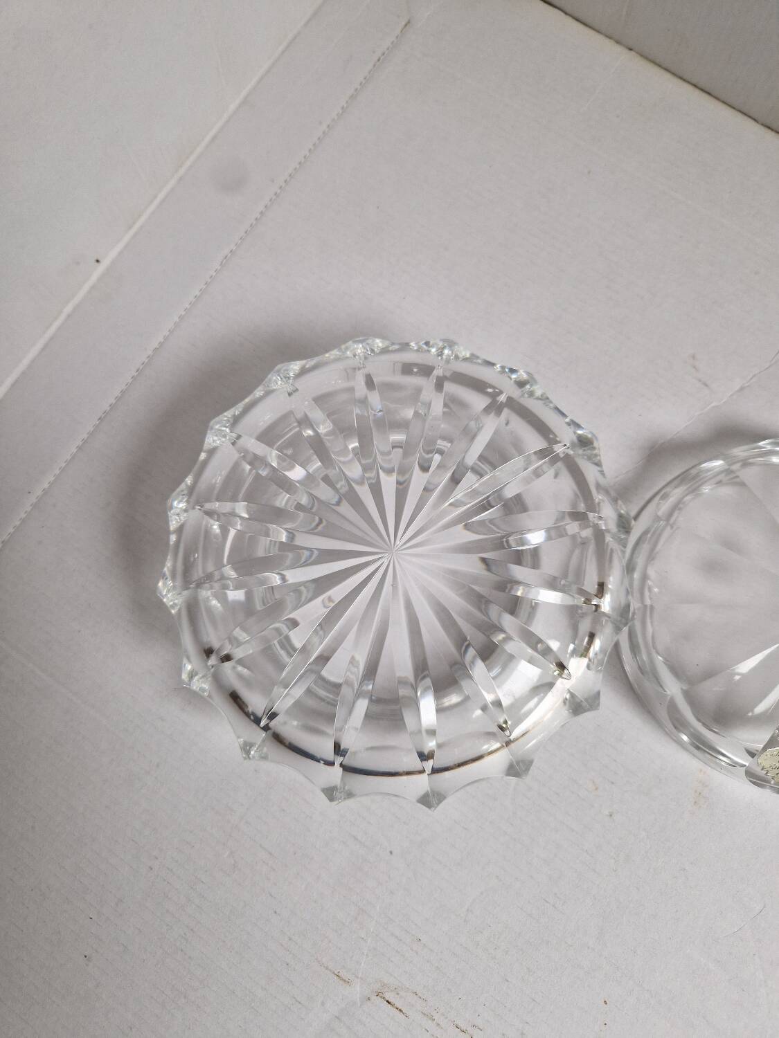 Old vintage decorative chiseled crystal candy box