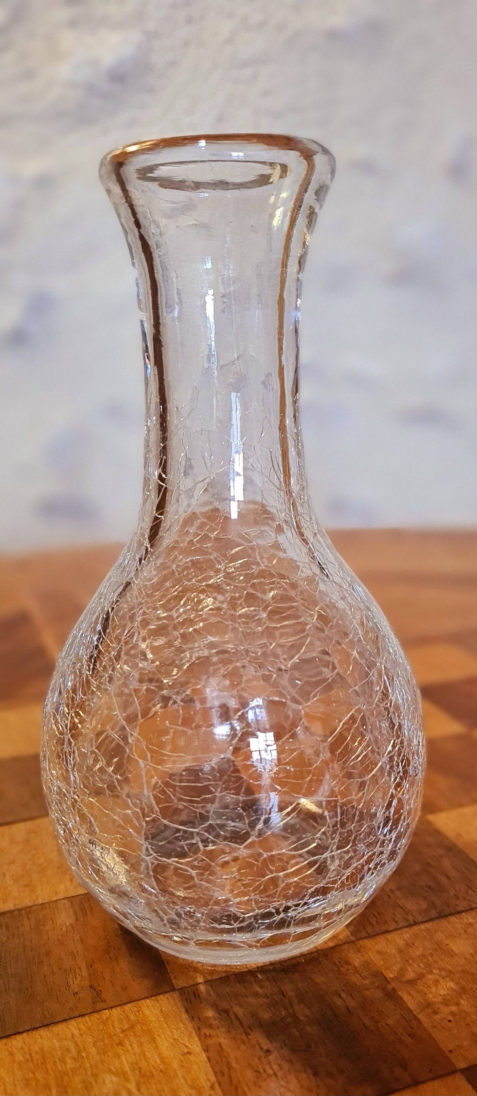 2 cracked glass carafes