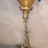 Lampe bronze art nouveau tulipe signé vianne 40x16 elec ancienne ok