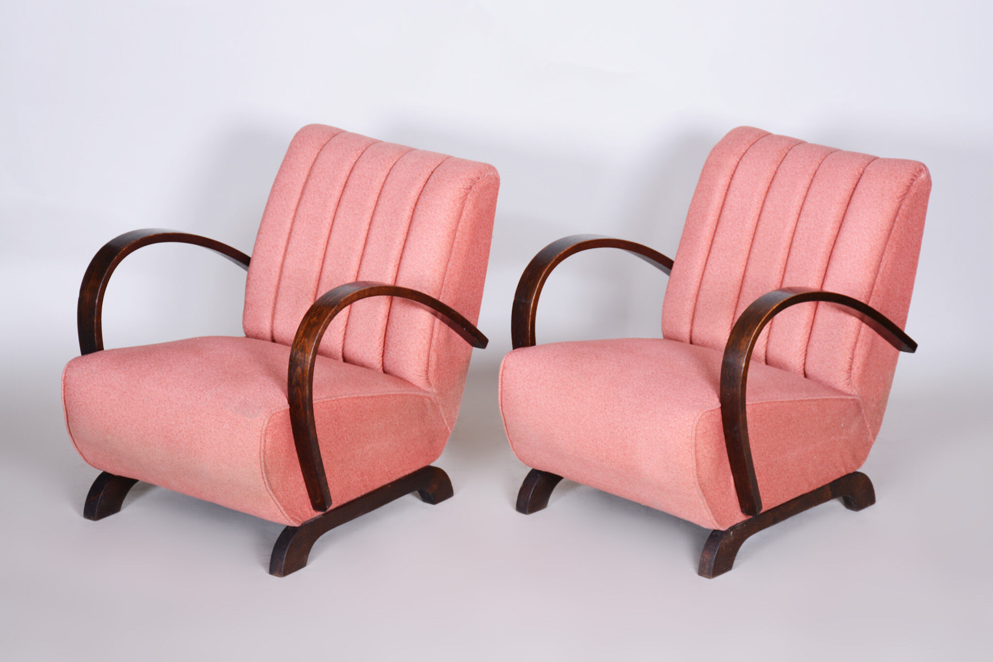 2 pink art deco armchairs 1930s czechia