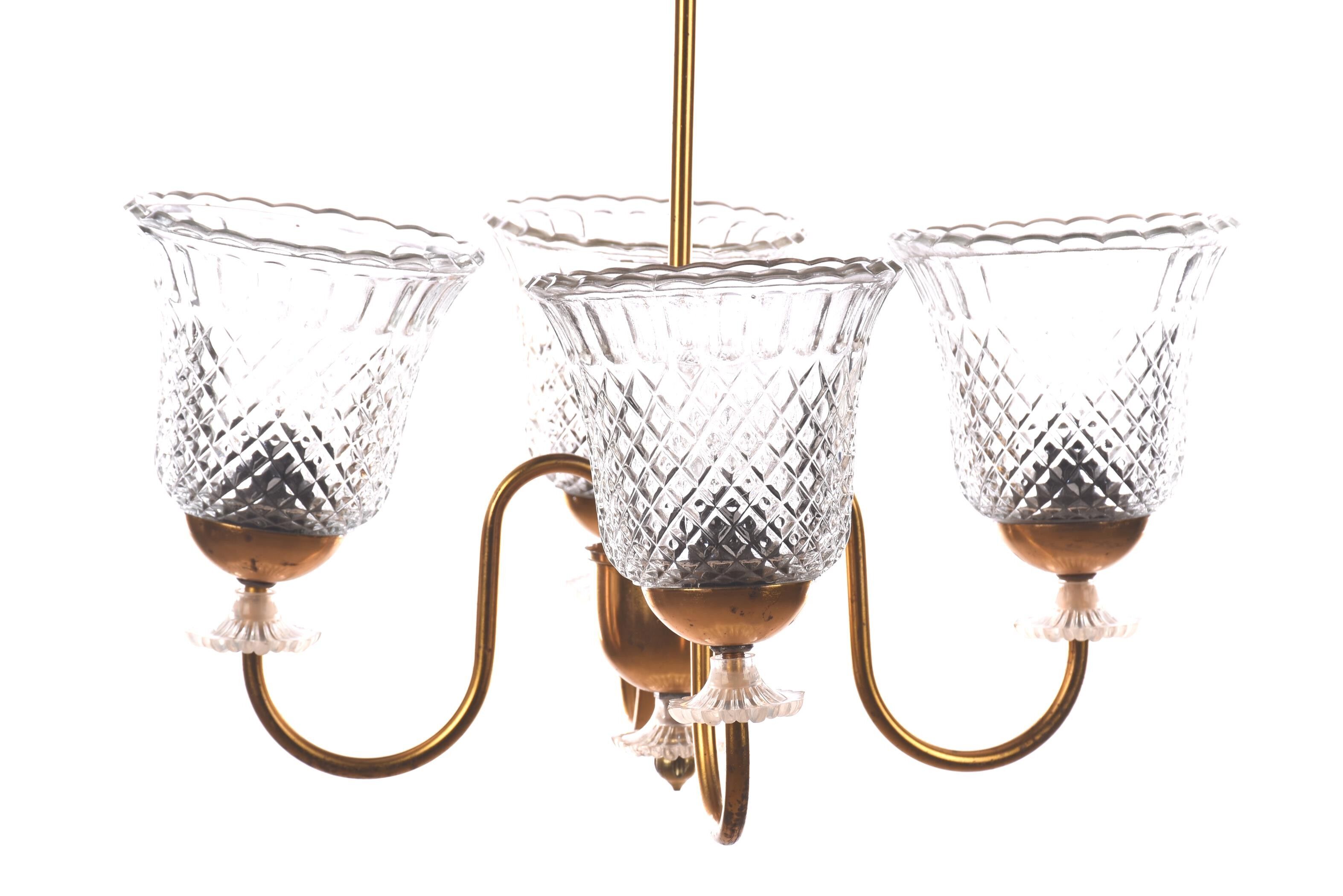 Lustre vintage 4 lumières brocante plafonnier