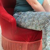 Pair of red velvet toad chairs