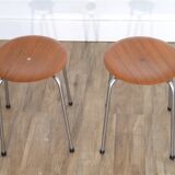 Pair of Danish teak and metal stools 1960