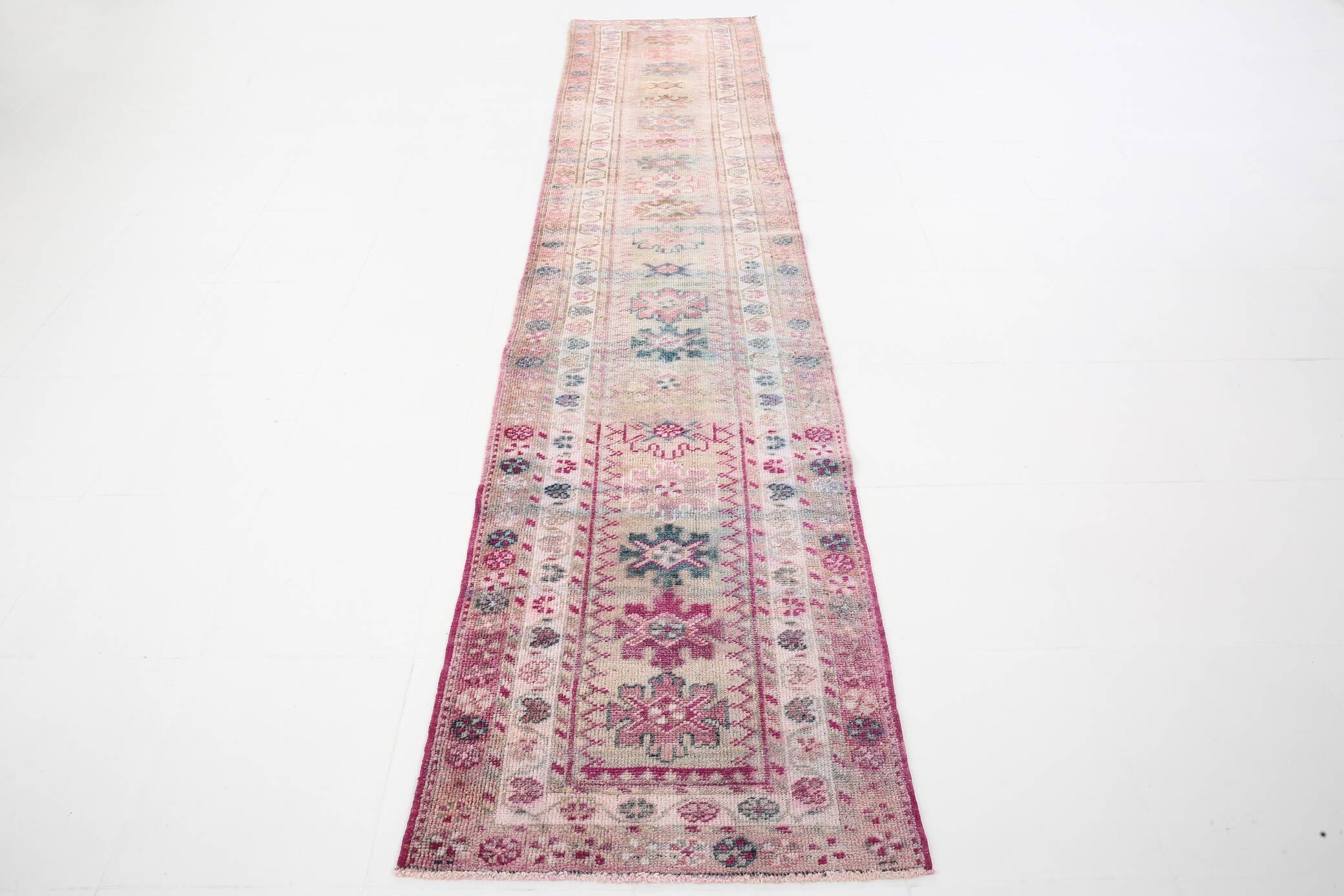 Shades of Pink Turkish Hallway Runner Rug, 78x360 Cm