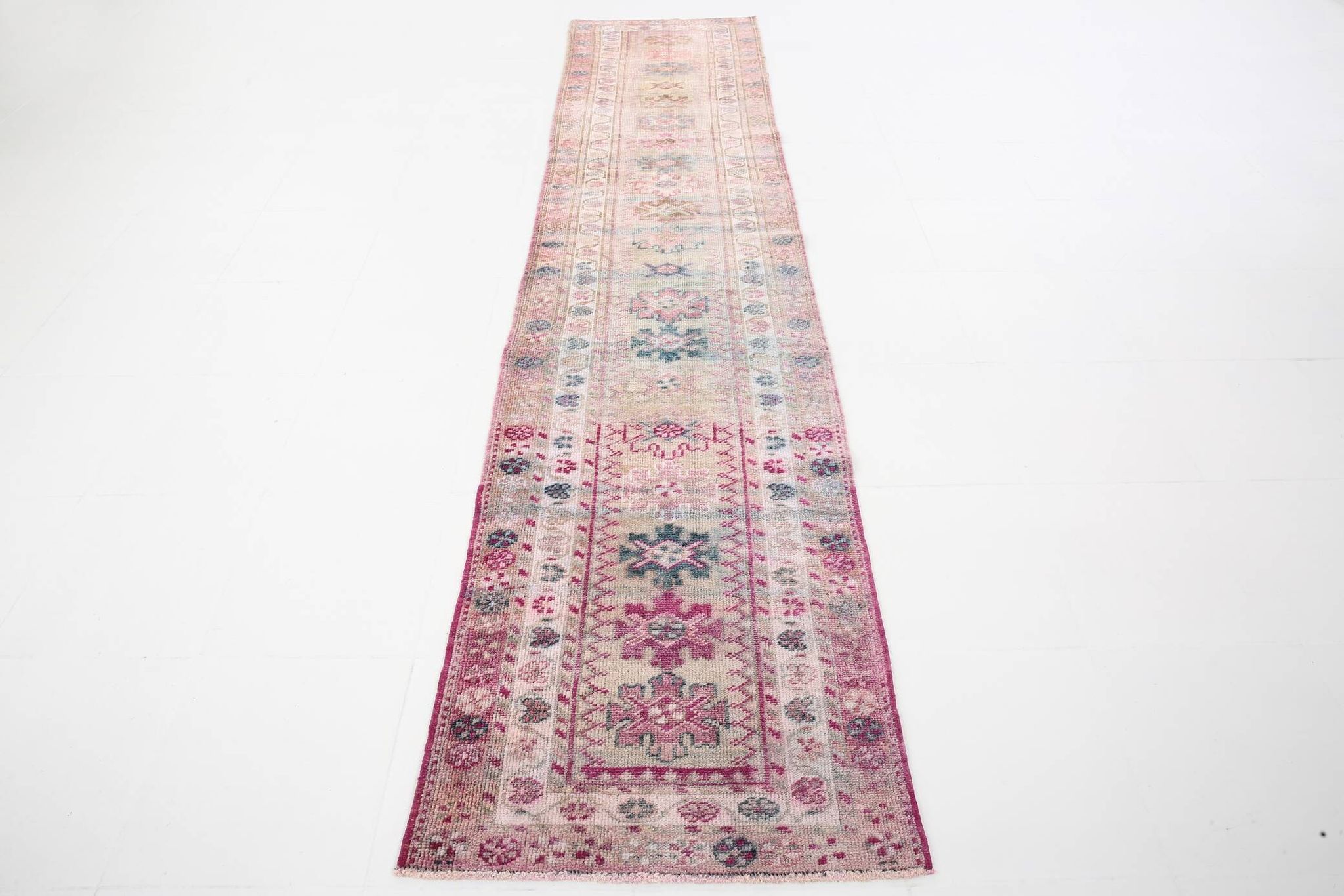Shades of Pink Turkish Hallway Runner Rug, 78x360 Cm