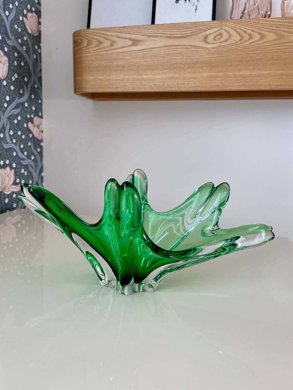 Vintage 60s green blown glass cup