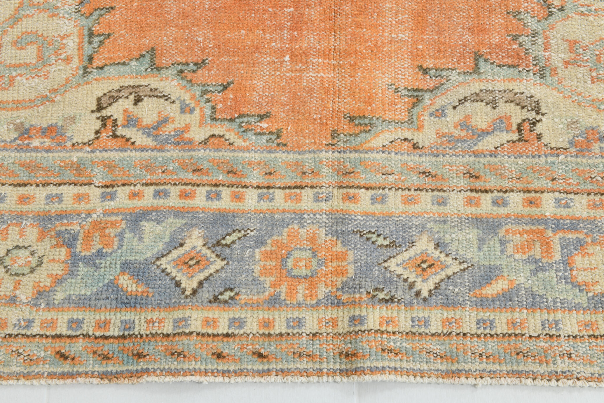 Coral orange 62s vintage rug, 226x331cm