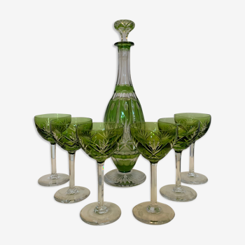 Ensemble de six verres Saint Louis et d'une carafe, XXè siècle
