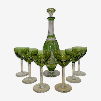 Set of six Saint Louis glasses and a decanter, twentieth century