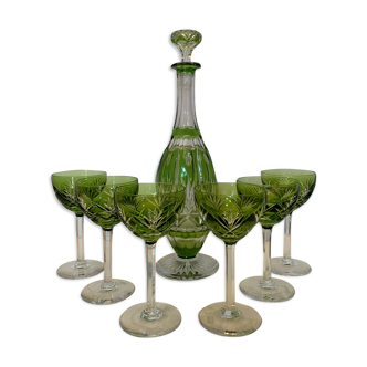 Ensemble de six verres Saint Louis et d'une carafe, XXè siècle