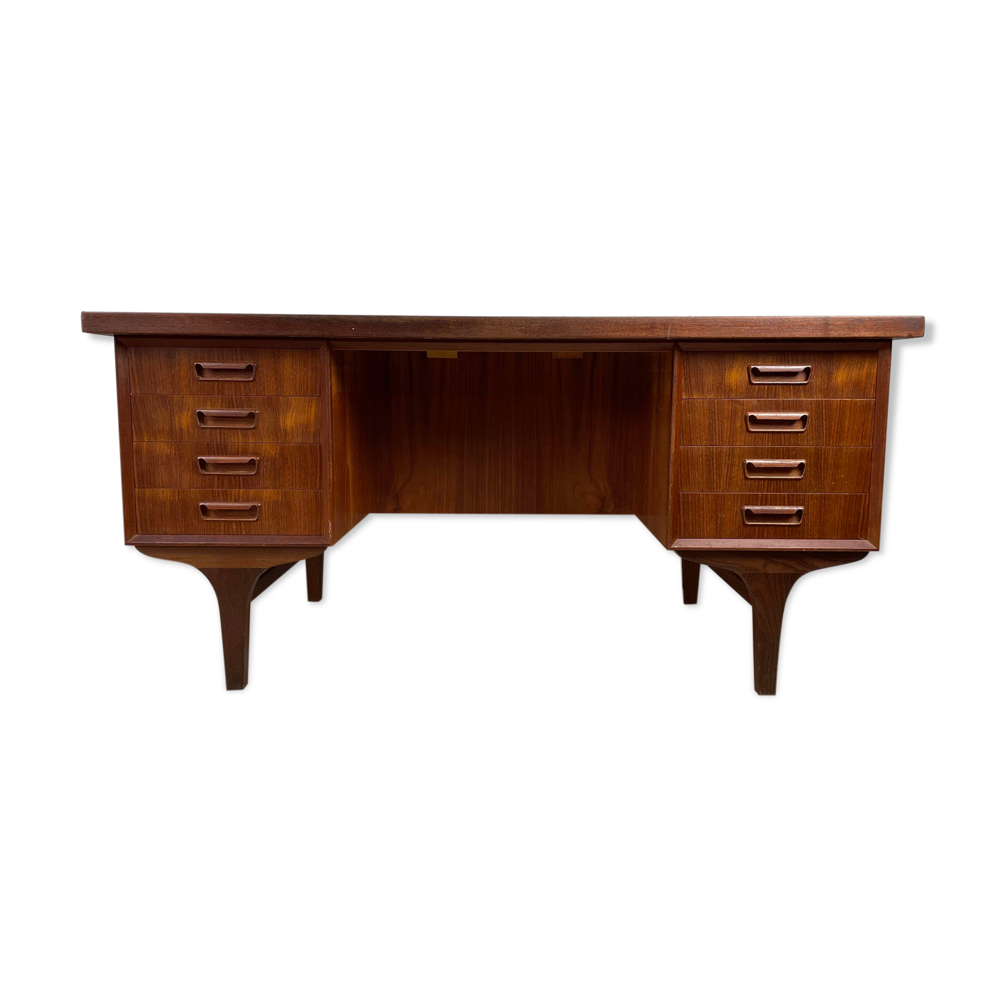 Scandinavian double-sided teak desk, 60s