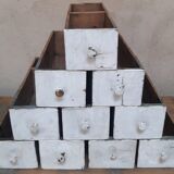 Lot 10 tiroirs anciens atelier poignées bronze