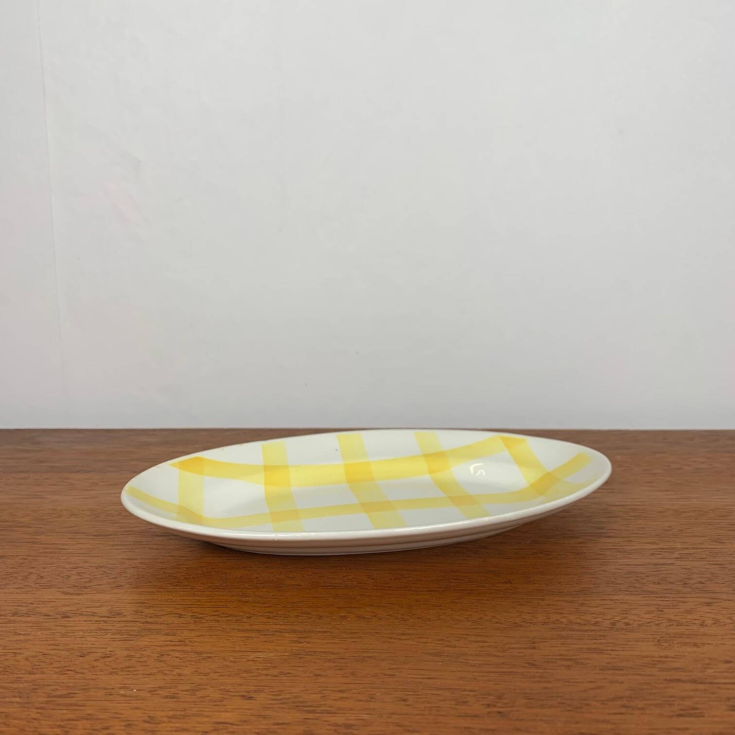 Small Ramekin Moulins des loups, orchies pattern yellow tablecloth, 1950
