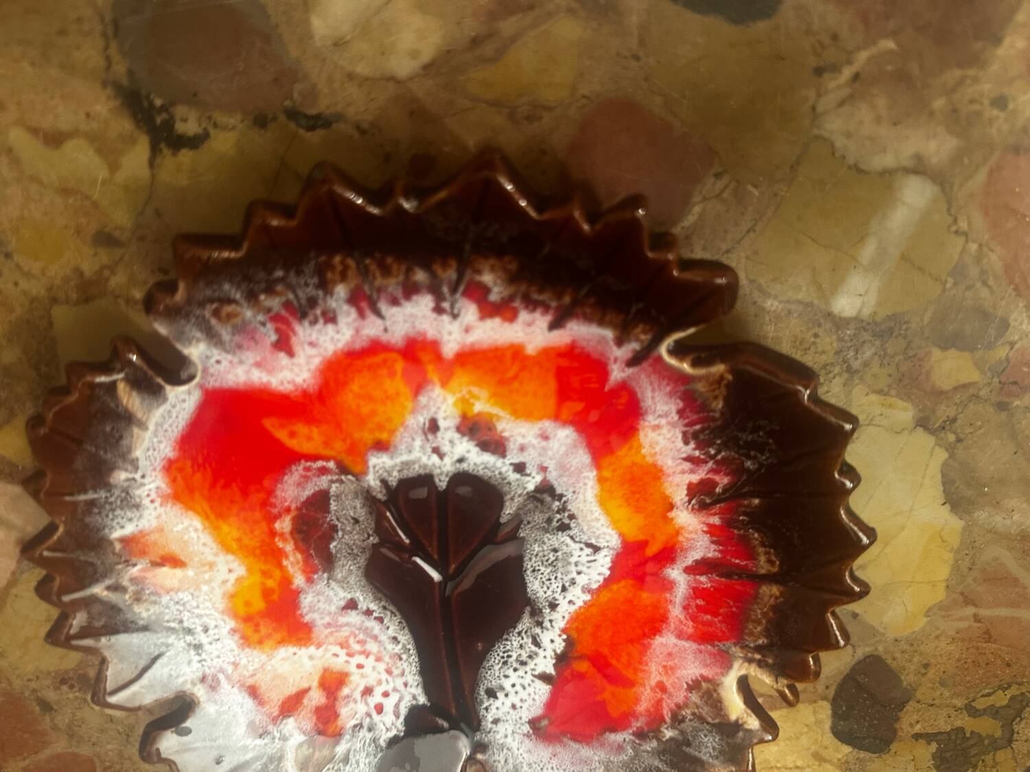 Leaf-shaped ceramic catchall from the 1960s.