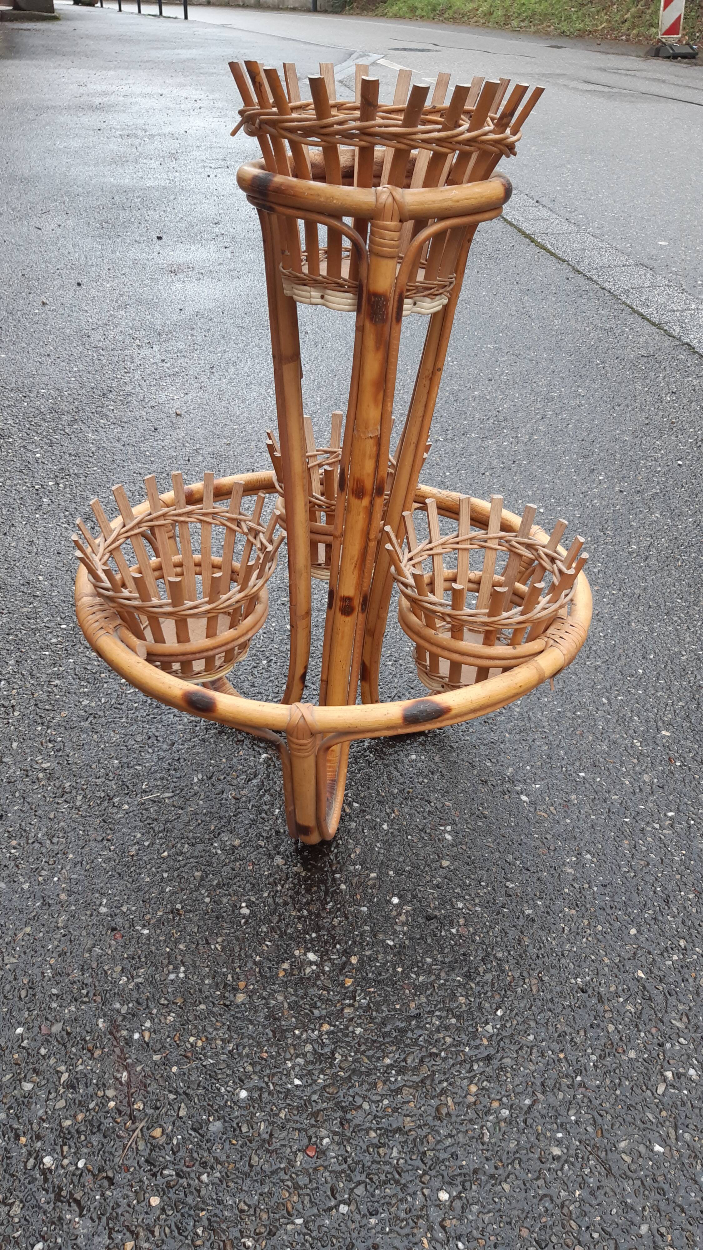 Rattan plant holder 1960