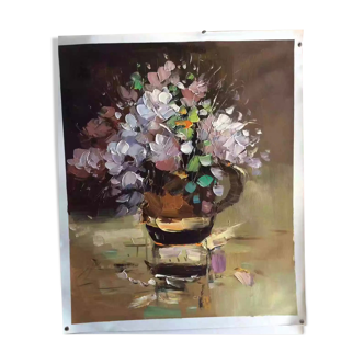 Peinture d'huile de fleurs sur la toile