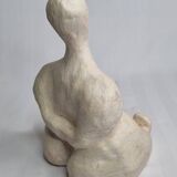 Modern white terracotta sculpture, Stylized female figure, 20 cm
