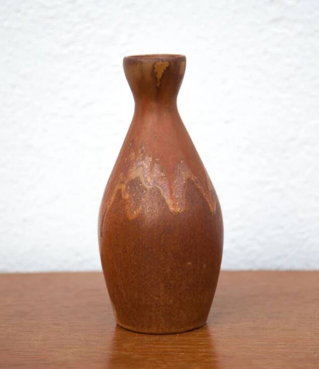 Vintage sandstone vase, flamed ceramic vase, small sandstone vase, collection, decorative vase