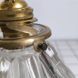 Large wall light in holophane glass and brass
