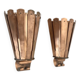 set of 2 copper 25cm Gio Ponti Style Theatre Wall Light Sconces, Italy 1950