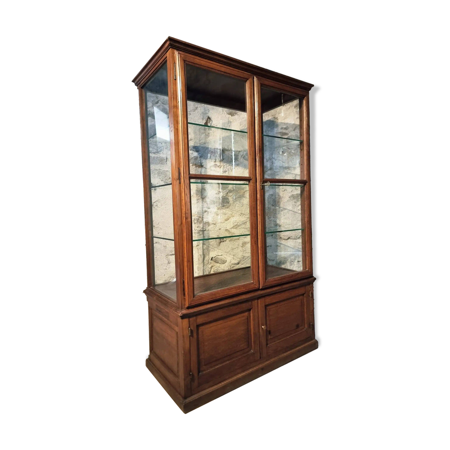 Vitrine ancienne en chêne français – Vitrine de musée d’un château de Bourgogne – vers 1900
