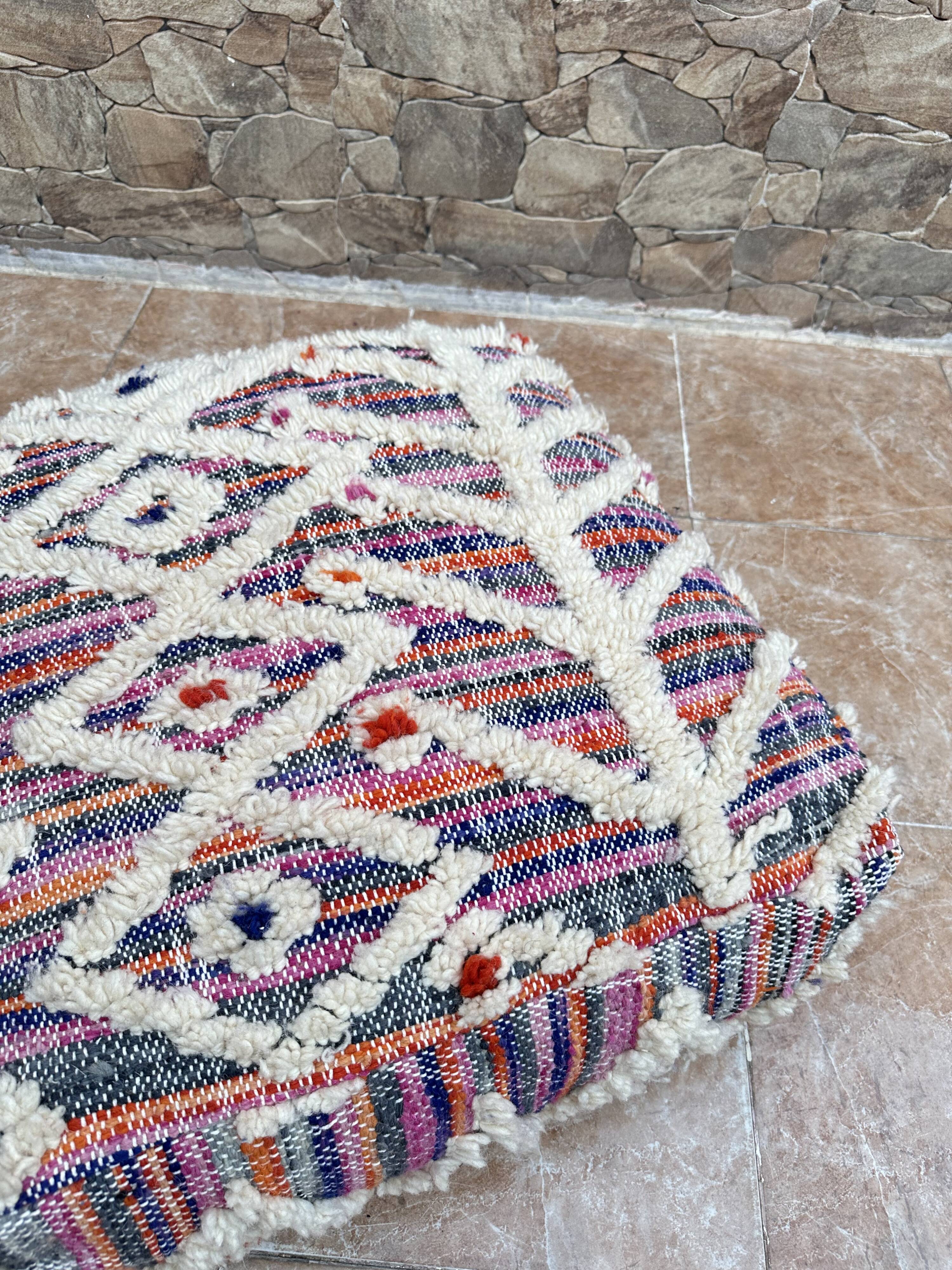 Handmade Berber Kilim pouf, floor cushion