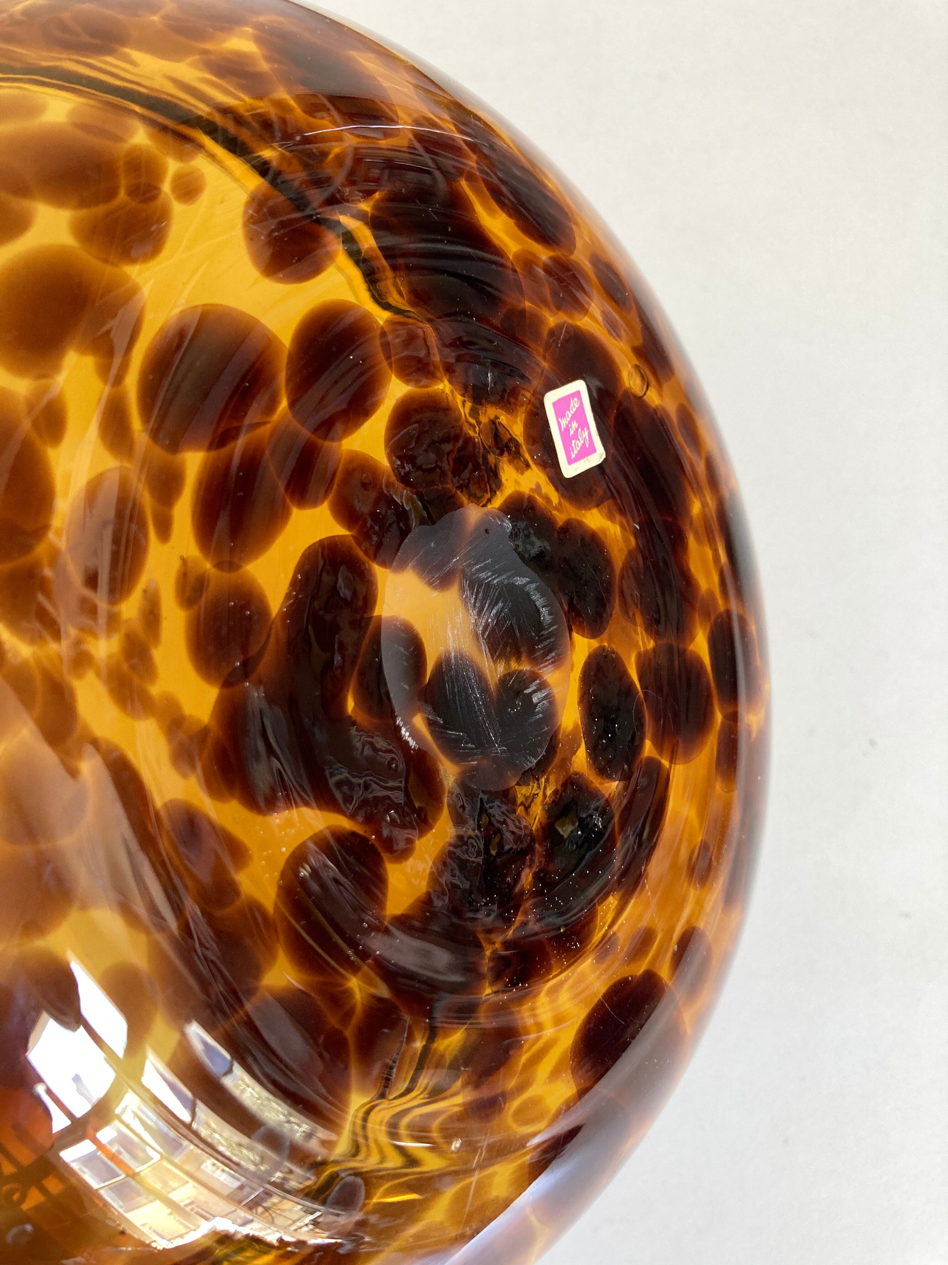 Salad bowl fruit cut XL glass scales macchia Murano Italian design