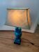 Lampe chouette en faïence craquelée turquoise