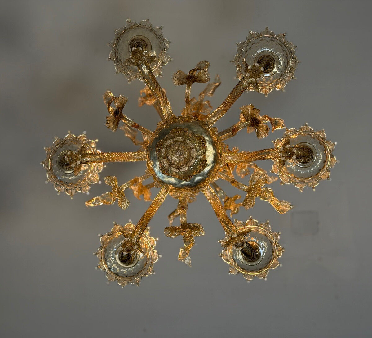 Venetian glass chandelier from Murano, green, circa 1920.
