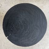 Solid wood (monoxyl) side table, organic shape, black color