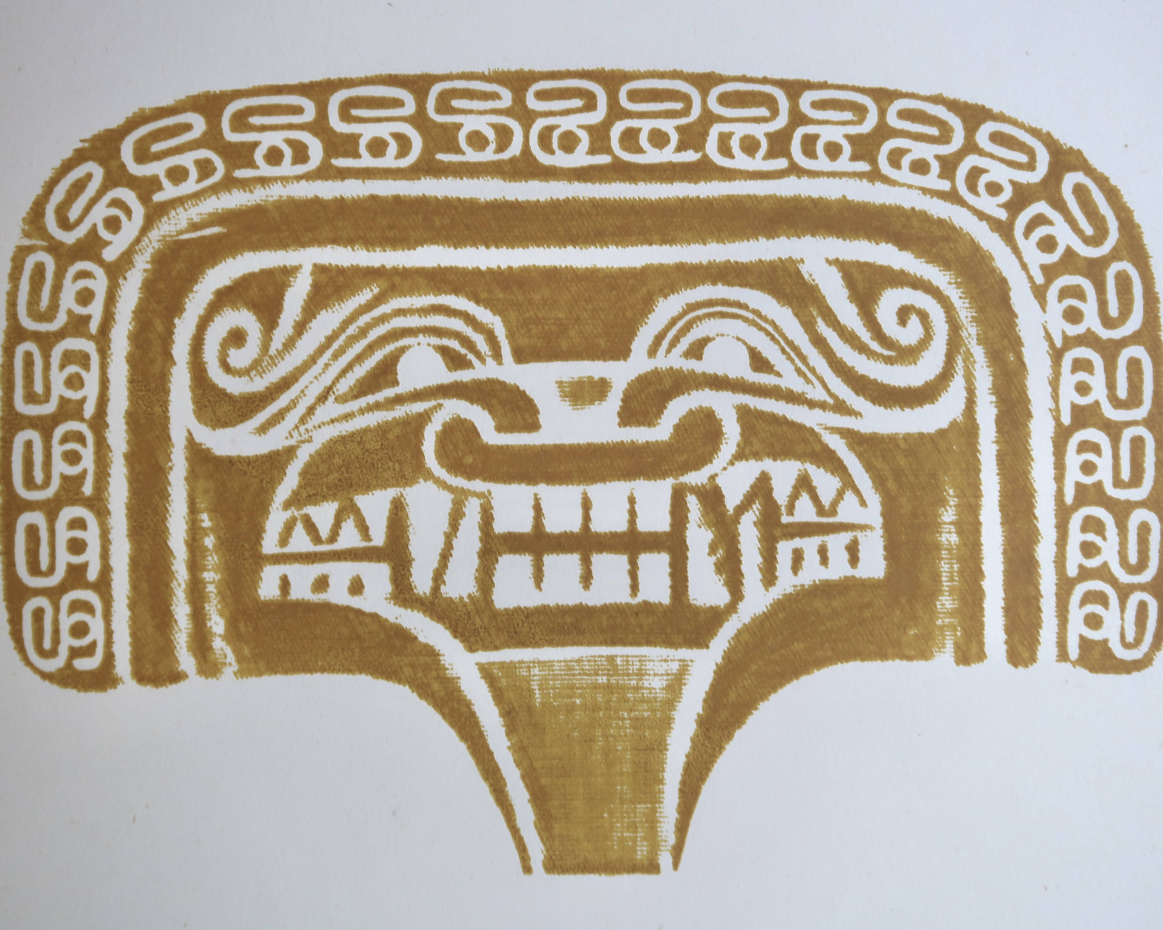 Estampe originale Pré-Colombienne, années 60