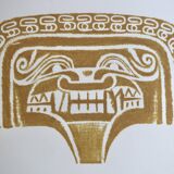 Estampe originale Pré-Colombienne, années 60