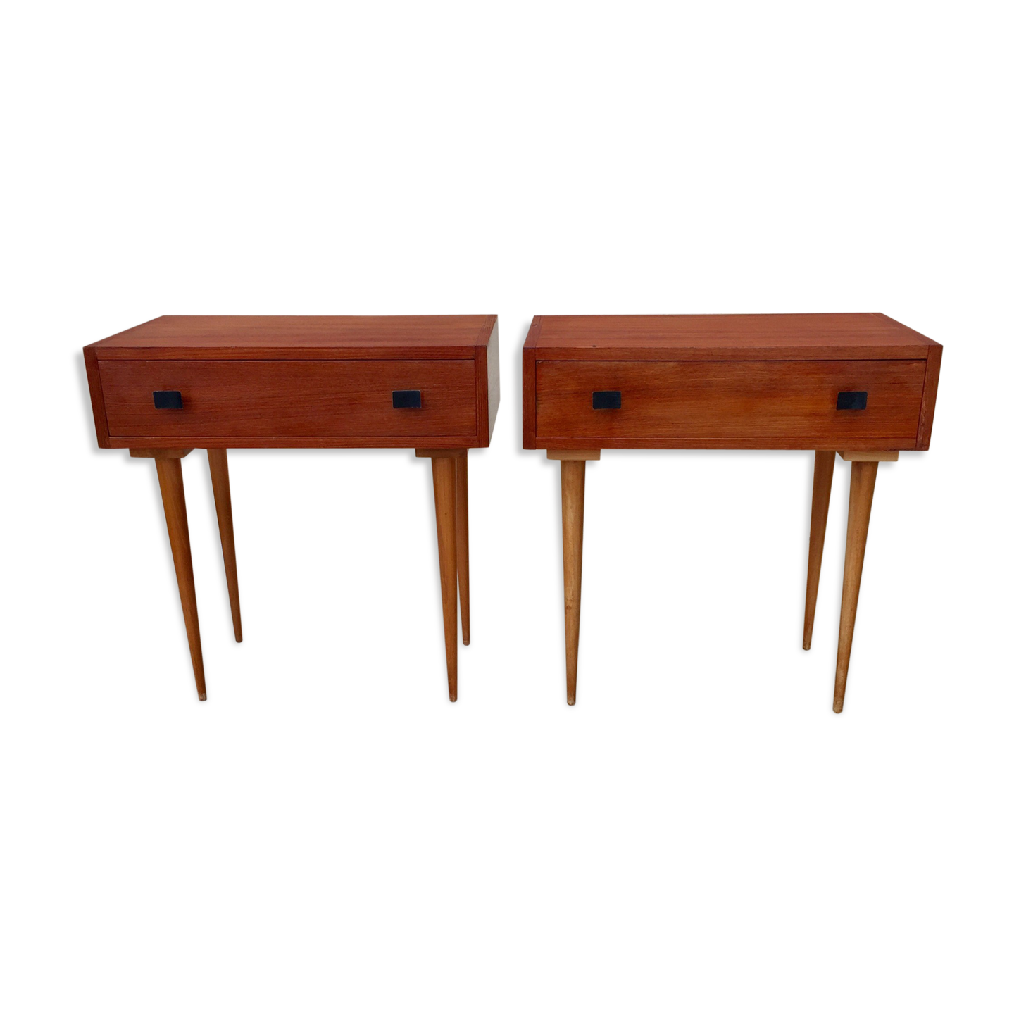Pair of nightstands vintage teak Scandinavian style