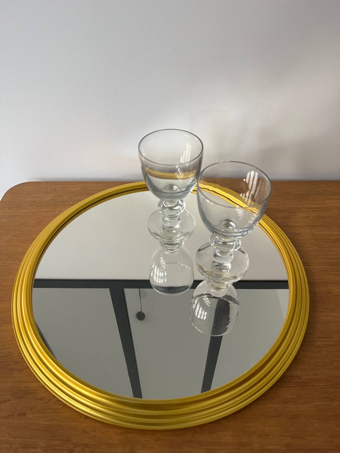 Golden mirror plateau Art Deco diameter 41cm