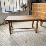 Oak farmhouse table and its two benches