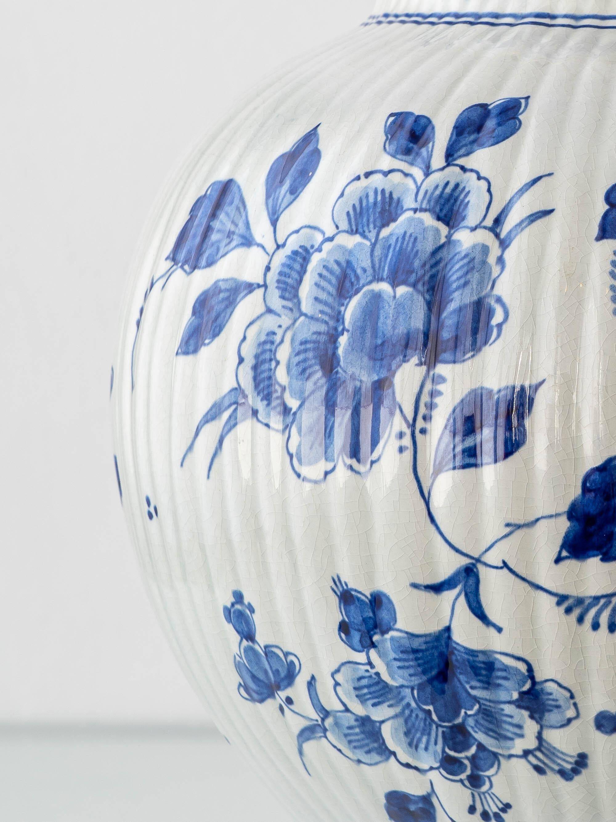 Large Royal Delft ceramic table lamp hand-painted for the 300th anniversary, 1953.