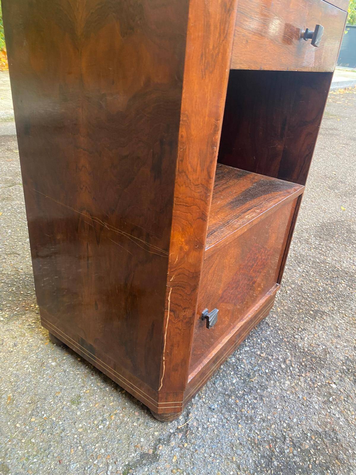 Art Deco solid mahogany bedside table, 1960s