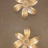 PAIR OF GOLD 1970S WALL LIGHTS - brass flowers by Willy Daro for Massive