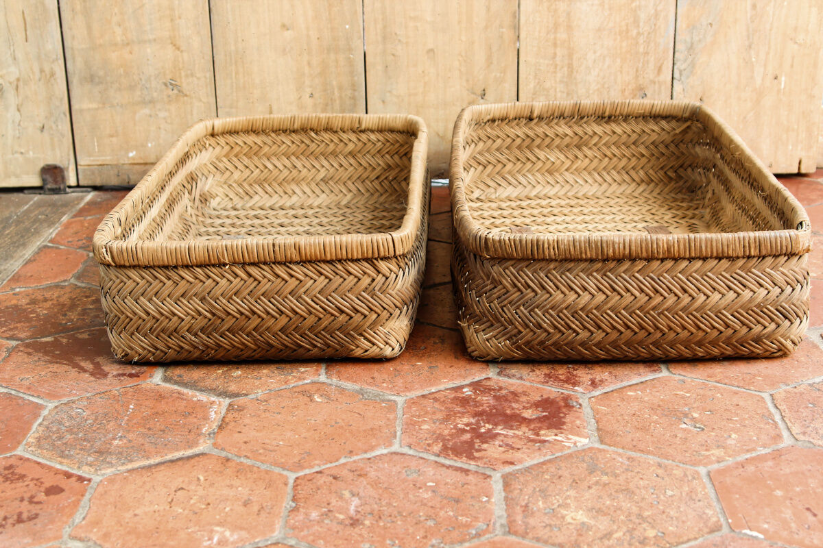 Pair of old braided pans