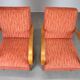 Pair of Halabala deck chairs from the 1950s, curved wooden chairs, Czech Republic.