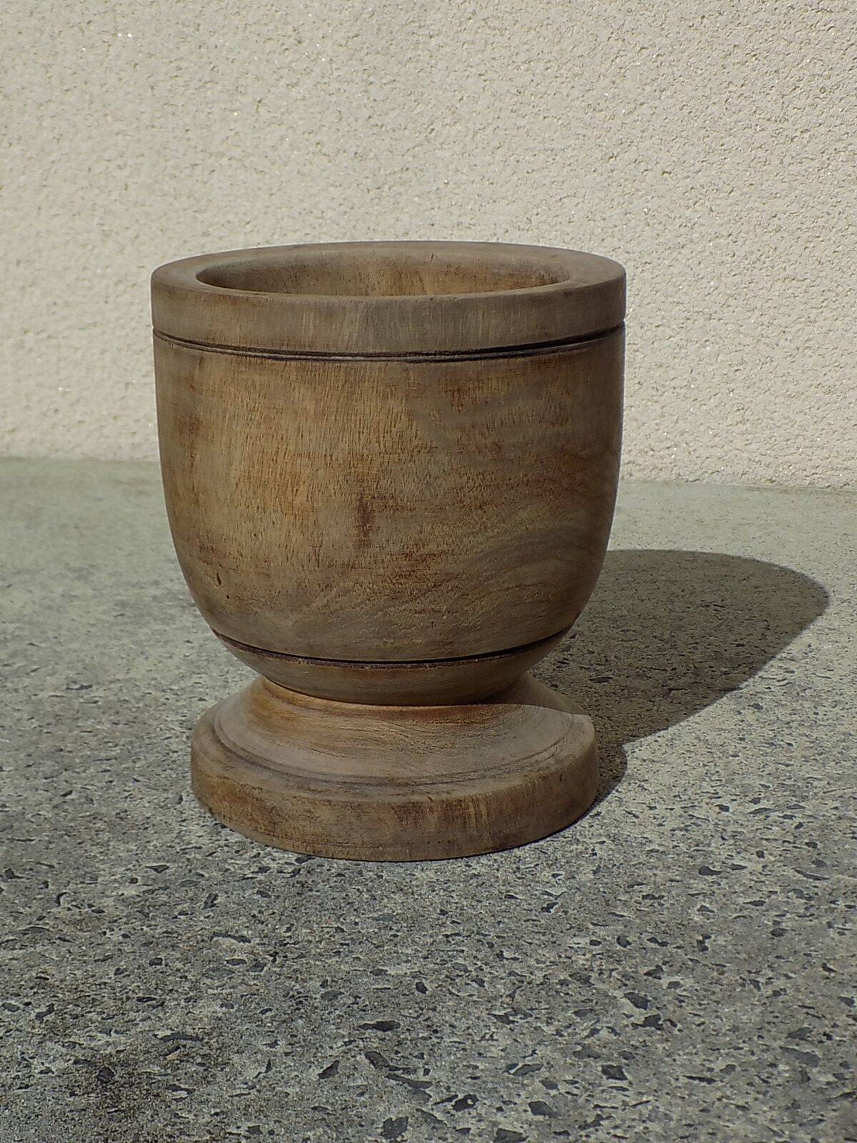 Turned solid wood plant pot