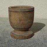 Turned solid wood plant pot