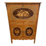 Wooden drop-leaf secretary in Louis XV style – Floral decoration