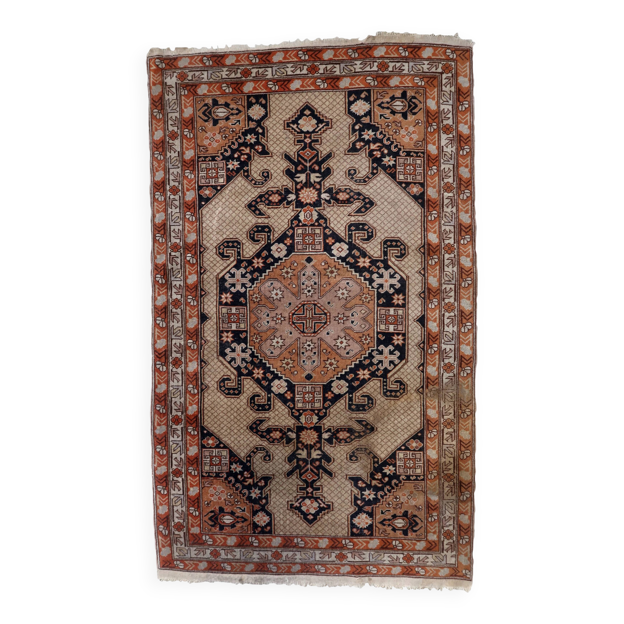 Handmade vintage Turkish Sivas rug 3.8' x 6.3' (118cm x 194cm) 1950s