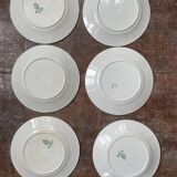 6 flat plates in opaque Gien porcelain, Montigny pattern
